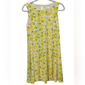 Pappagallo Yellow Lemon Print Sundress with Green Leaves